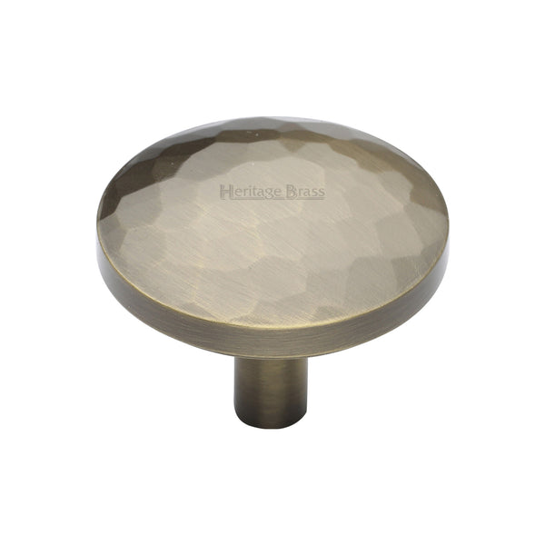 Heritage Brass Cabinet Knob Hammered Design 38mm Antique Brass finish - C3877 38-AT - Choice Handles