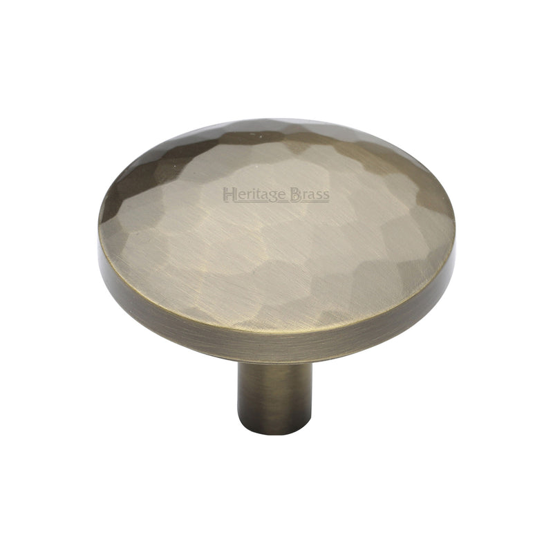 Heritage Brass Cabinet Knob Hammered Design 38mm Antique Brass finish - C3877 38-AT - Choice Handles