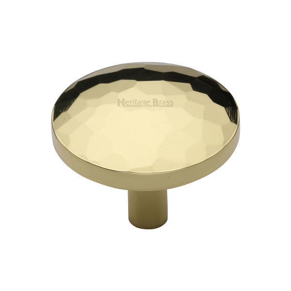 Heritage Brass Cabinet Knob Hammered Design 38mm Polished Brass finish - C3877 38-PB - Choice Handles