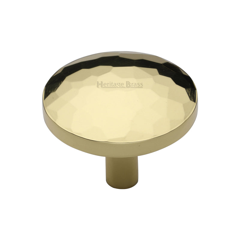 Heritage Brass Cabinet Knob Hammered Design 38mm Polished Brass finish - C3877 38-PB - Choice Handles