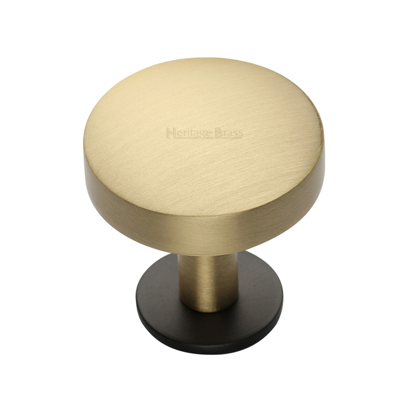 Heritage Brass Cabinet Knob Domed Disc Design with Rose 32mm Matt Bronze/Satin Brass finish - C3878 32-BSB - Choice Handles