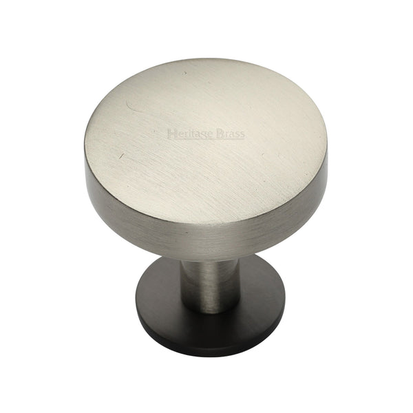 Heritage Brass Cabinet Knob Domed Disc Design with Rose 32mm Matt Bronze/Satin Nickel finish - C3878 32-BSN - Choice Handles