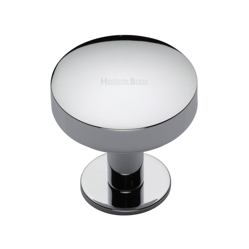 Heritage Brass Cabinet Knob Domed Disc Design with Rose 32mm Polished Chrome finish - C3878 32-PC - Choice Handles