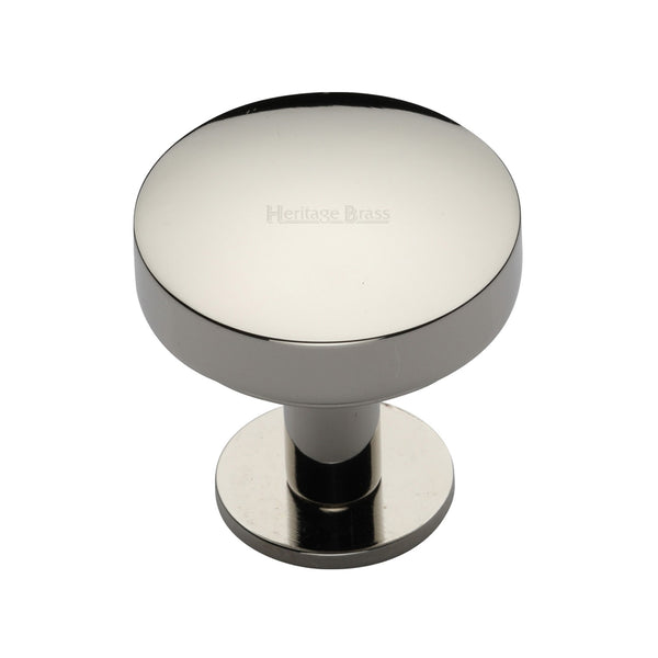 Heritage Brass Cabinet Knob Domed Disc Design with Rose 32mm Polished Nickel - C3878 32-PNF - Choice Handles