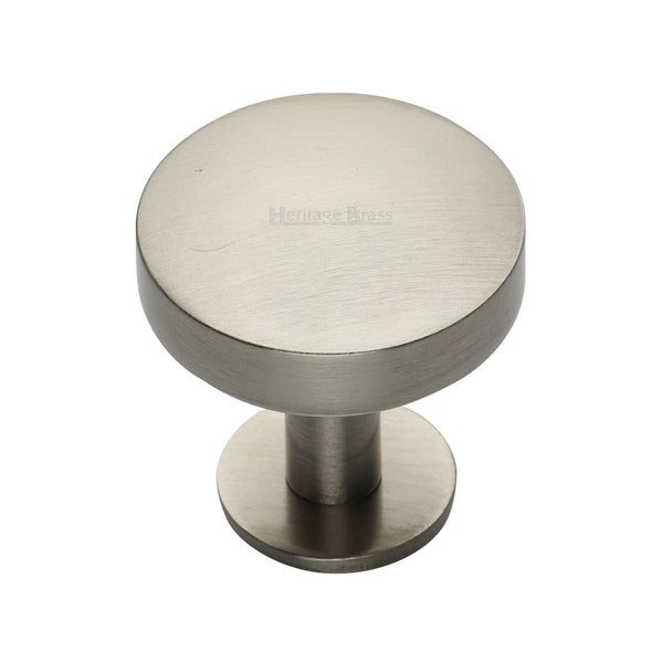 Heritage Brass Cabinet Knob Domed Disc Design with Rose 32mm Satin Nickel finish - C3878 32-SN - Choice Handles