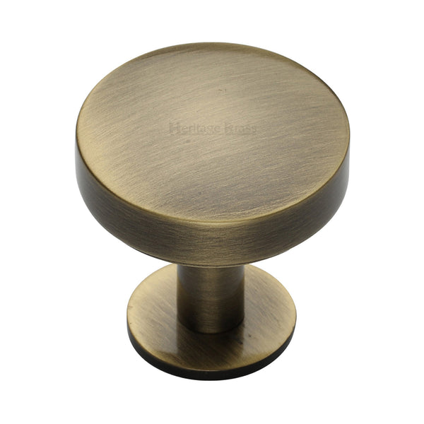 Heritage Brass Cabinet Knob Domed Disc Design with Rose 38mm Antique Brass finish - C3878 38-AT - Choice Handles