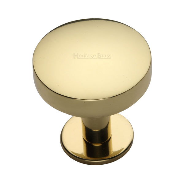Heritage Brass Cabinet Knob Domed Disc Design with Rose 38mm Polished Brass finish - C3878 38-PB - Choice Handles