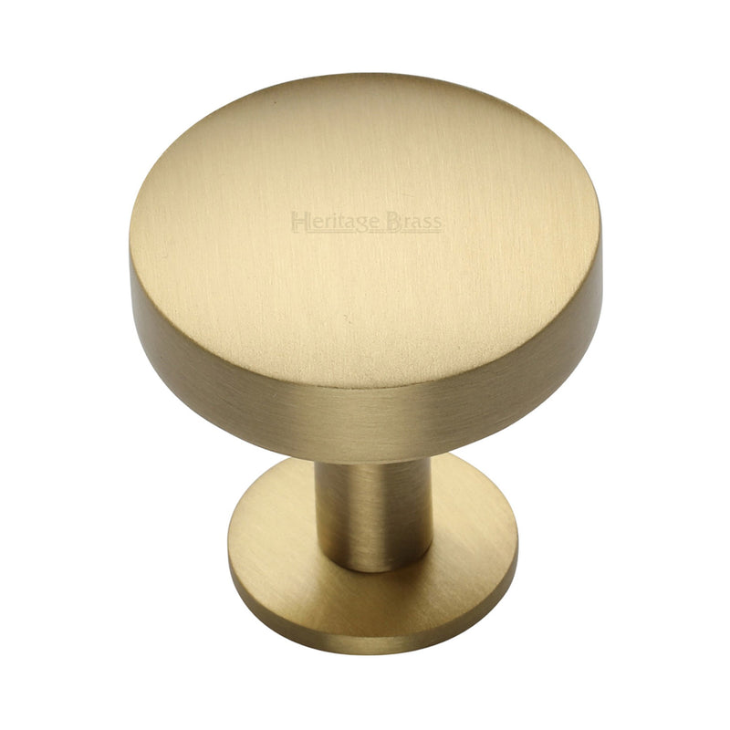 Heritage Brass Cabinet Knob Domed Disc Design with Rose 38mm Satin Brass finish - C3878 38-SB - Choice Handles
