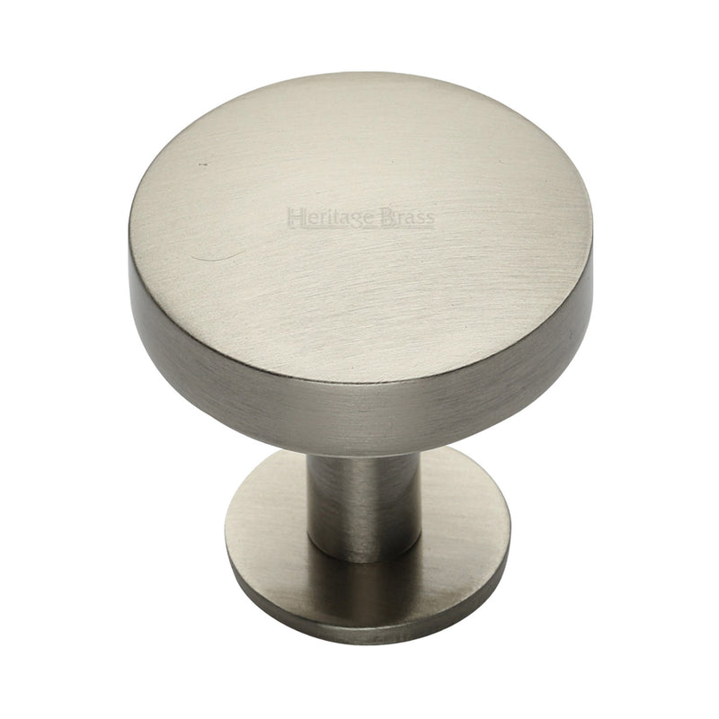 Heritage Brass Cabinet Knob Domed Disc Design with Rose 38mm Satin Nickel finish - C3878 38-SN - Choice Handles