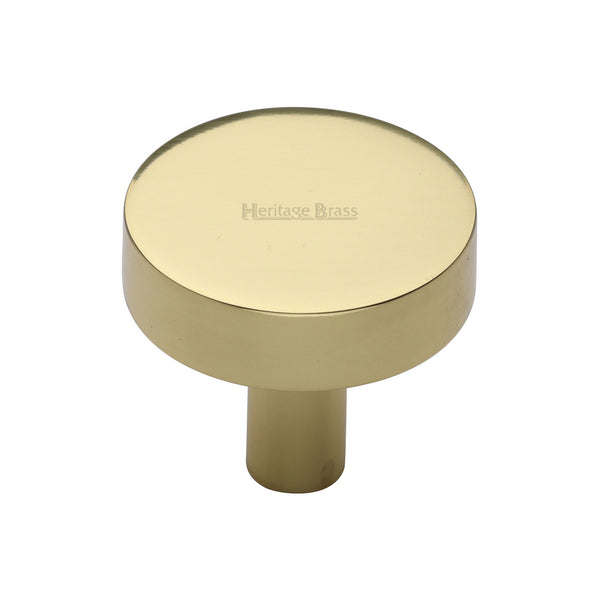 Heritage Brass Cabinet Knob Disc Design 32mm Polished Brass finish - C3880 32-PB - Choice Handles