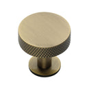 Heritage Brass Cabinet Knob Knurled Disc Design with Rose 32mm Antique Brass finish - C3882 32-AT - Choice Handles