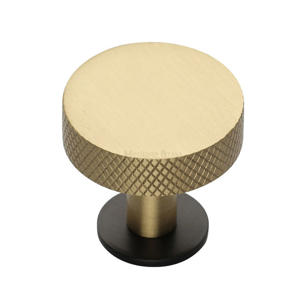 Heritage Brass Cabinet Knob Knurled Disc Design with Rose 32mm Matt Bronze/Satin Brass finish - C3882 32-BSB - Choice Handles