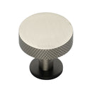 Heritage Brass Cabinet Knob Knurled Disc Design with Rose 32mm Matt Bronze/Satin Nickel finish - C3882 32-BSN - Choice Handles