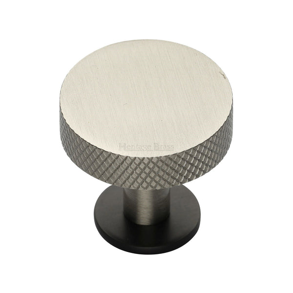 Heritage Brass Cabinet Knob Knurled Disc Design with Rose 32mm Matt Bronze/Satin Nickel finish - C3882 32-BSN - Choice Handles