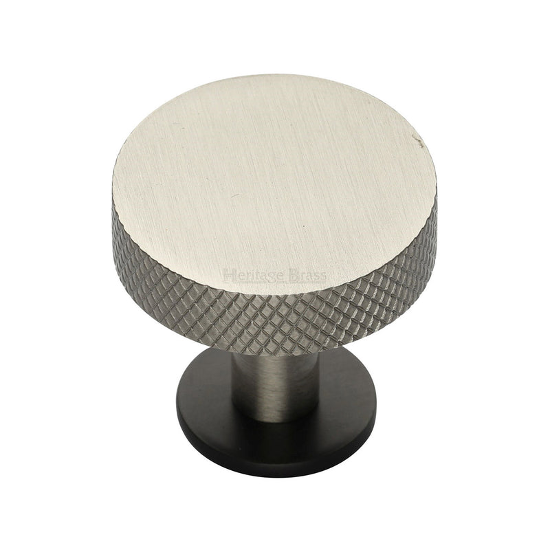 Heritage Brass Cabinet Knob Knurled Disc Design with Rose 32mm Matt Bronze/Satin Nickel finish - C3882 32-BSN - Choice Handles