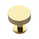 Heritage Brass Cabinet Knob Knurled Disc Design with Rose 32mm Polished Brass finish - C3882 32-PB - Choice Handles