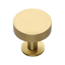 Heritage Brass Cabinet Knob Knurled Disc Design with Rose 32mm Satin Brass finish - C3882 32-SB - Choice Handles