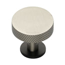 Heritage Brass Cabinet Knob Knurled Disc Design with Rose 38mm Matt Bronze/Satin Nickel finish - C3882 38-BSN - Choice Handles