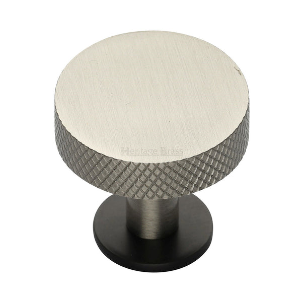 Heritage Brass Cabinet Knob Knurled Disc Design with Rose 38mm Matt Bronze/Satin Nickel finish - C3882 38-BSN - Choice Handles