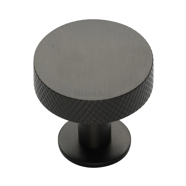Heritage Brass Cabinet Knob Knurled Disc Design with Rose 38mm Matt Bronze finish - C3882 38-MB - Choice Handles