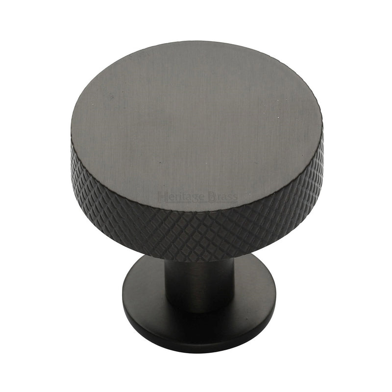 Heritage Brass Cabinet Knob Knurled Disc Design with Rose 38mm Matt Bronze finish - C3882 38-MB - Choice Handles