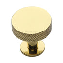 Heritage Brass Cabinet Knob Knurled Disc Design with Rose 38mm Polished Brass finish - C3882 38-PB - Choice Handles