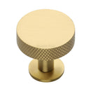 Heritage Brass Cabinet Knob Knurled Disc Design with Rose 38mm Satin Brass finish - C3882 38-SB - Choice Handles