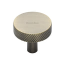 Heritage Brass Cabinet Knob Knurled Disc Design 32mm Antique Brass finish - C3884 32-AT - Choice Handles