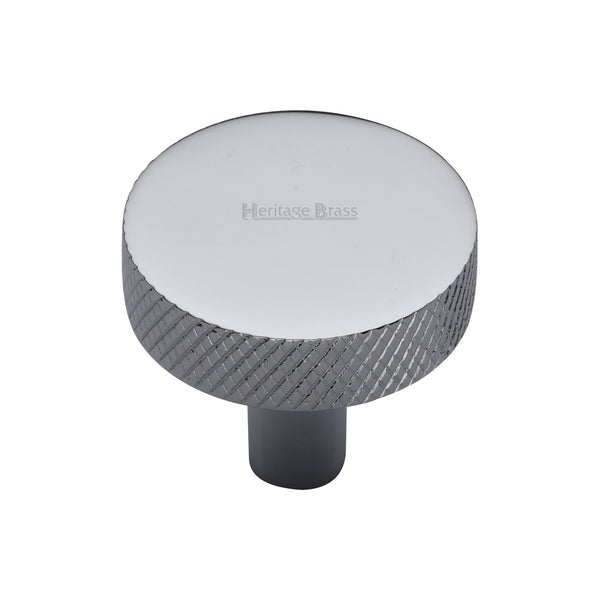 Heritage Brass Cabinet Knob Knurled Disc Design 32mm Polished Chrome finish - C3884 32-PC - Choice Handles