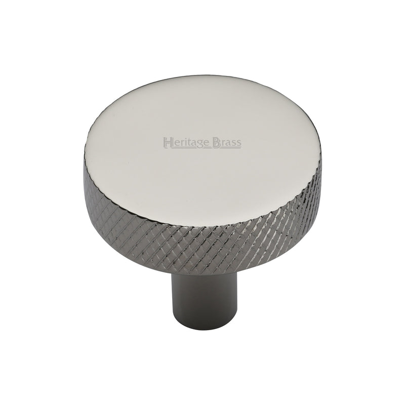 Heritage Brass Cabinet Knob Knurled Disc Design 32mm Polished Nickel - C3884 32-PNF - Choice Handles