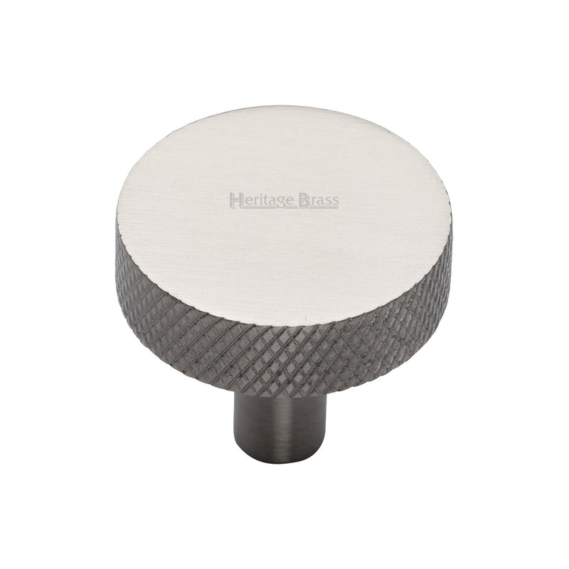 Heritage Brass Cabinet Knob Knurled Disc Design 32mm Satin Nickel finish - C3884 32-SN - Choice Handles