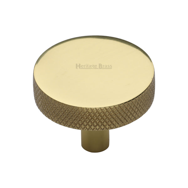 Heritage Brass Cabinet Knob Knurled Disc Design 38mm Polished Brass finish - C3884 38-PB - Choice Handles