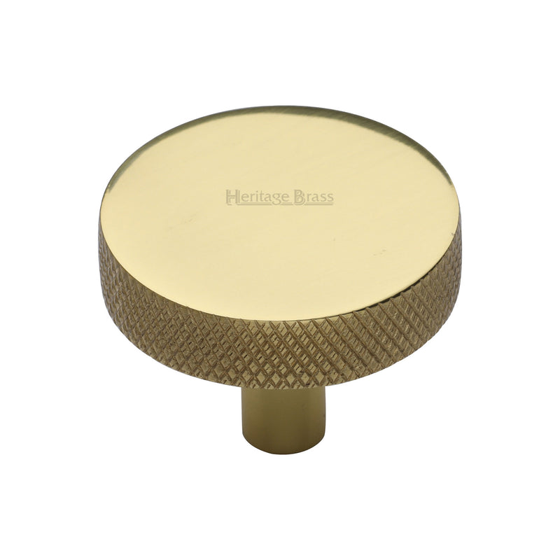 Heritage Brass Cabinet Knob Knurled Disc Design 38mm Polished Brass finish - C3884 38-PB - Choice Handles