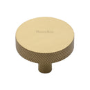 Heritage Brass Cabinet Knob Knurled Disc Design 38mm Satin Brass finish - C3884 38-SB - Choice Handles