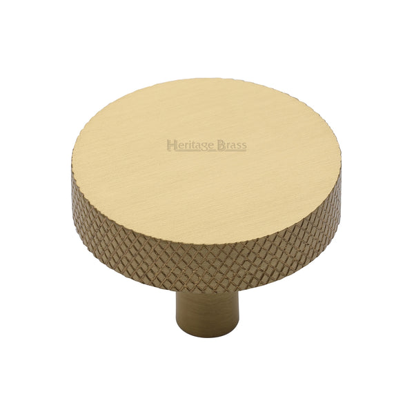 Heritage Brass Cabinet Knob Knurled Disc Design 38mm Satin Brass finish - C3884 38-SB - Choice Handles