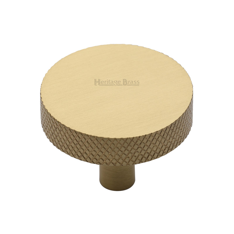 Heritage Brass Cabinet Knob Knurled Disc Design 38mm Satin Brass finish - C3884 38-SB - Choice Handles