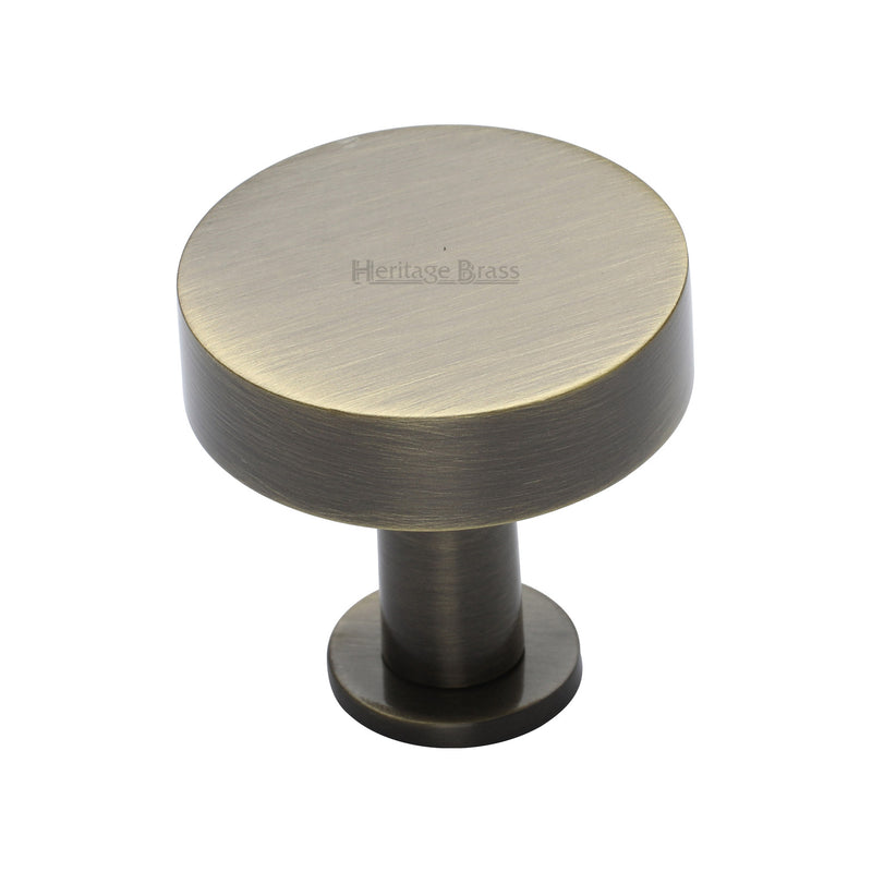 Heritage Brass Cabinet Knob Disc Design with Base 32mm Antique Brass finish - C3885 32-AT - Choice Handles