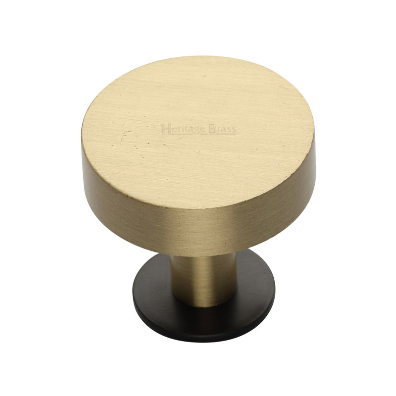 Heritage Brass Cabinet Knob Disc Design with Rose 32mm Matt Bronze / Satin Brass finish
 - C3885 32-BSB - Choice Handles