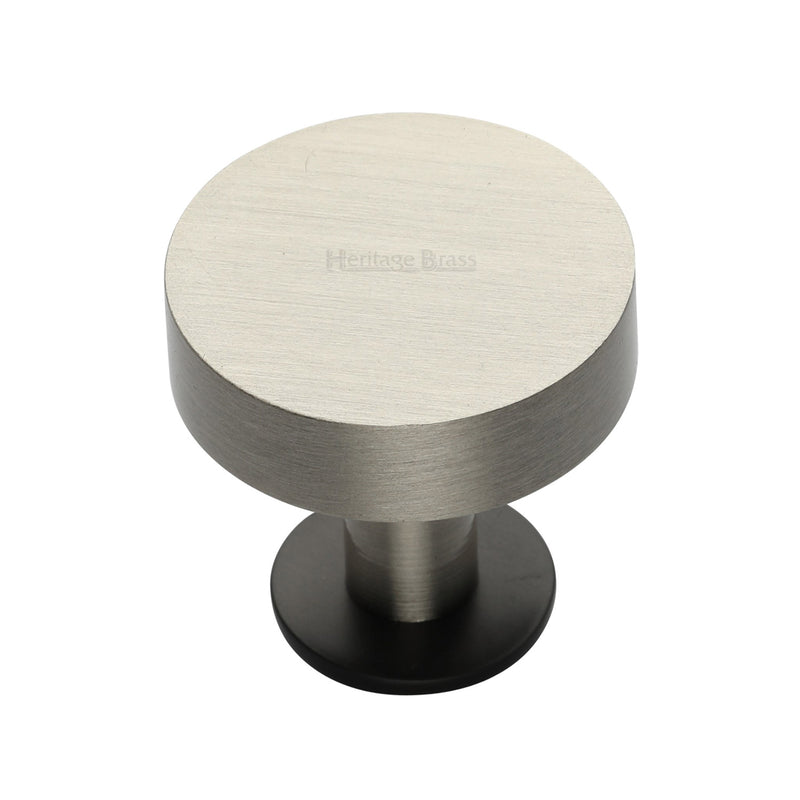Heritage Brass Cabinet Knob Disc Design with Base 32mm Matt Bronze / Satin Nickel finish
 - C3885 32-BSN - Choice Handles