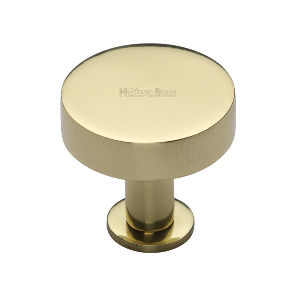 Heritage Brass Cabinet Knob Disc Design with Base 32mm Polished Brass finish - C3885 32-PB - Choice Handles