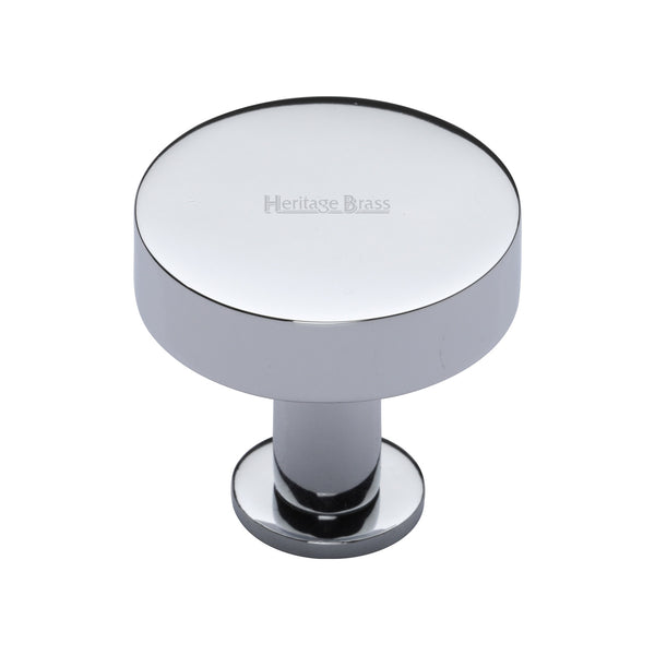 Heritage Brass Cabinet Knob Disc Design with Base 32mm Polished Chrome finish - C3885 32-PC - Choice Handles