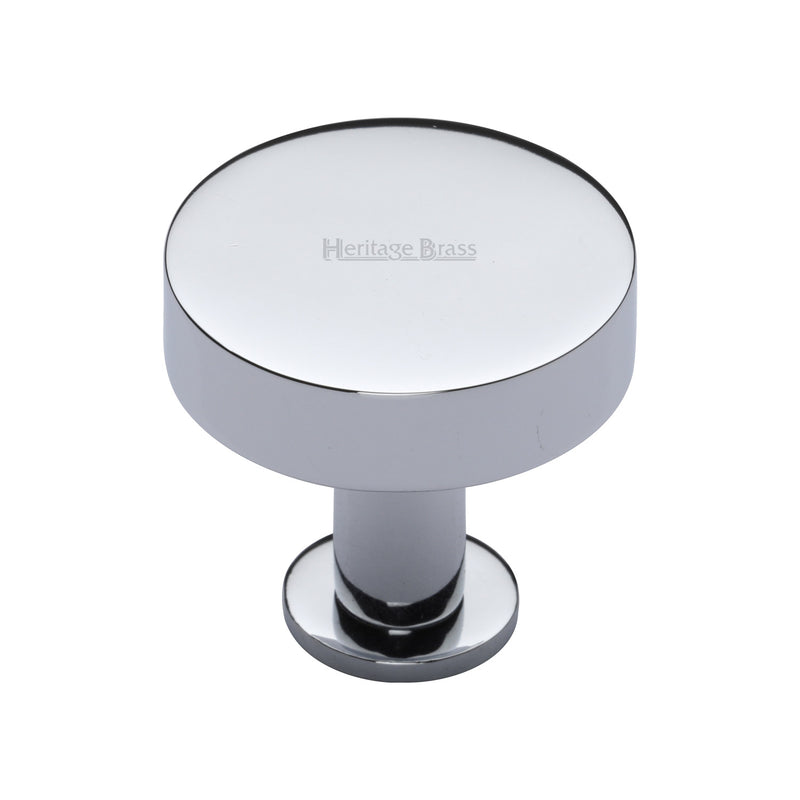 Heritage Brass Cabinet Knob Disc Design with Base 32mm Polished Chrome finish - C3885 32-PC - Choice Handles