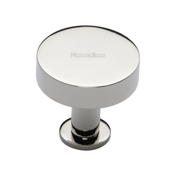 Heritage Brass Cabinet Knob Disc Design with Base 32mm Polished Nickel - C3885 32-PNF - Choice Handles