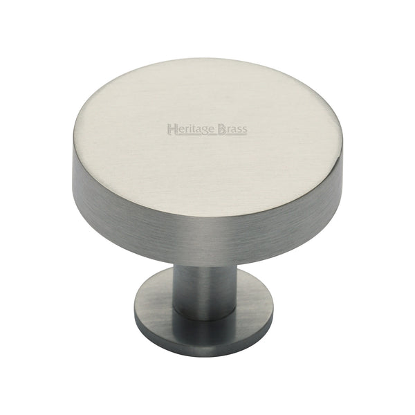 Heritage Brass Cabinet Knob Disc Design with Base 32mm Satin Nickel finish - C3885 32-SN - Choice Handles