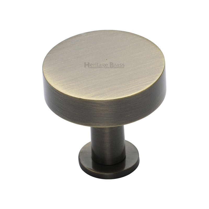 Heritage Brass Cabinet Knob Disc Design with Base 38mm Antique Brass finish - C3885 38-AT - Choice Handles