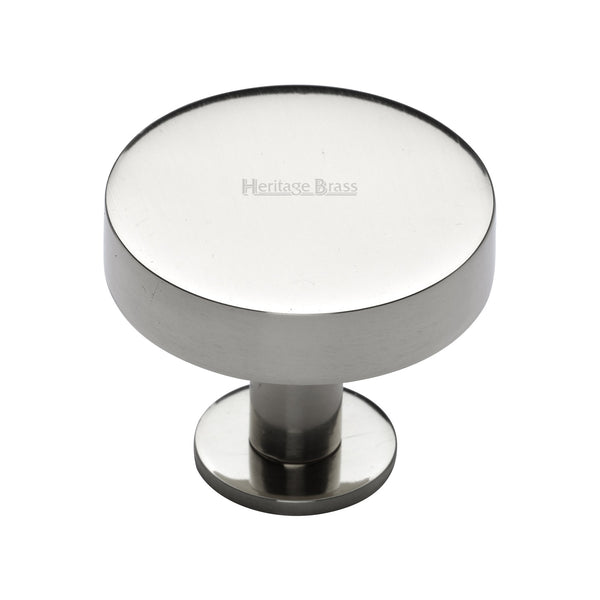 Heritage Brass Cabinet Knob Disc Design with Base 38mm Polished Nickel - C3885 38-PNF - Choice Handles