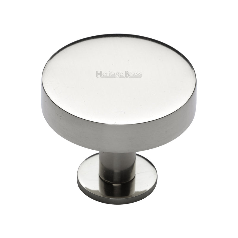 Heritage Brass Cabinet Knob Disc Design with Base 38mm Polished Nickel - C3885 38-PNF - Choice Handles