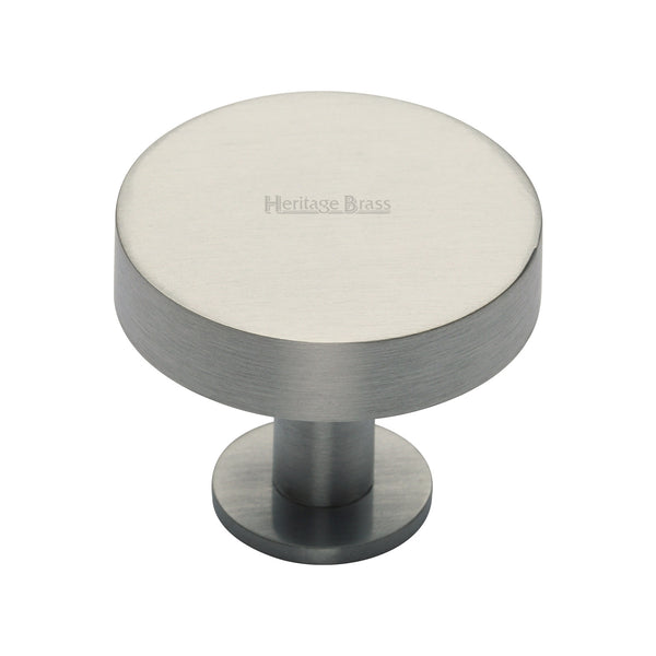 Heritage Brass Cabinet Knob Disc Design with Base 38mm Satin Nickel finish - C3885 38-SN - Choice Handles