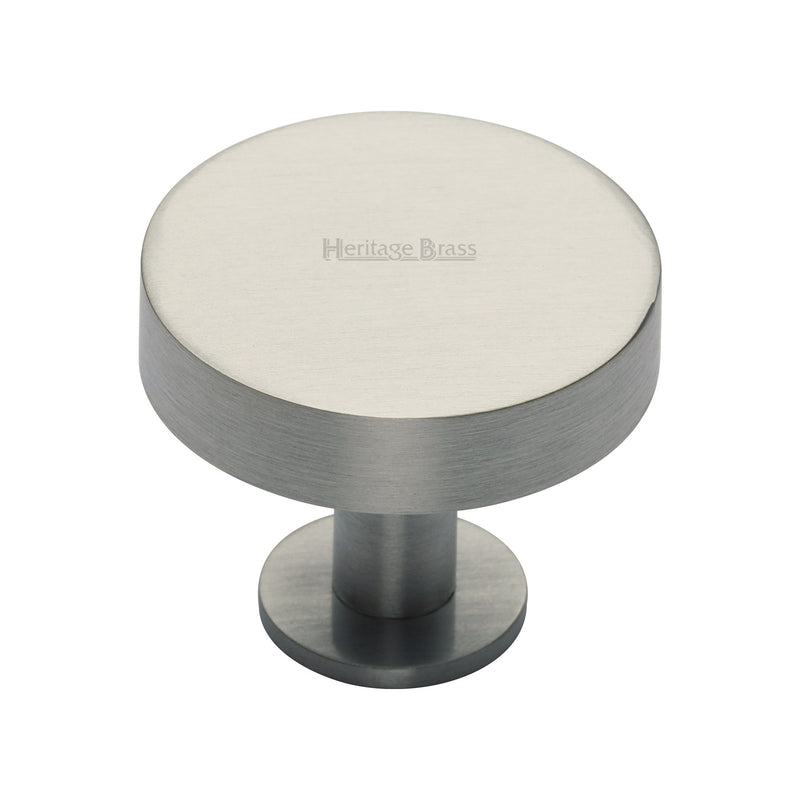 Heritage Brass Cabinet Knob Disc Design with Base 38mm Satin Nickel finish - C3885 38-SN - Choice Handles