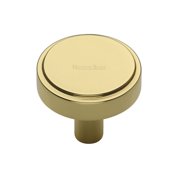 Heritage Brass Cabinet Knob Stepped Disc Design 32mm Polished Brass finish - C3952 32-PB - Choice Handles